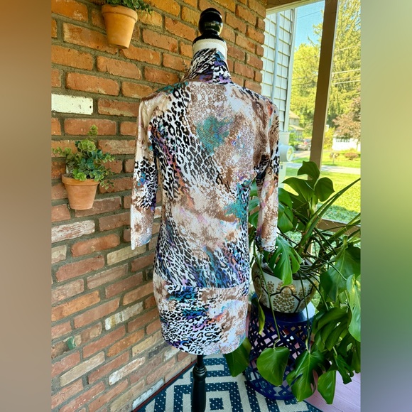 Venus Colorful Animal Print Long Open Cardigan - Picture 4 of 5